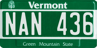 VT license plate NAN436