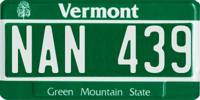VT license plate NAN439