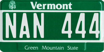 VT license plate NAN444