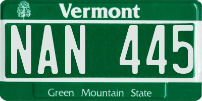 VT license plate NAN445