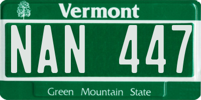 VT license plate NAN447