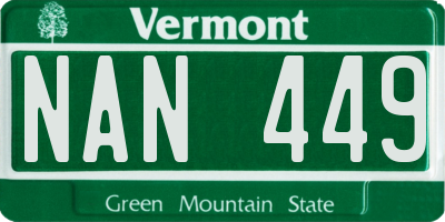 VT license plate NAN449