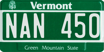 VT license plate NAN450