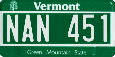 VT license plate NAN451