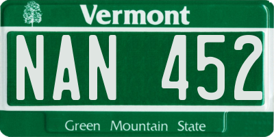 VT license plate NAN452