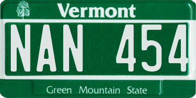 VT license plate NAN454