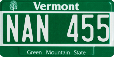 VT license plate NAN455