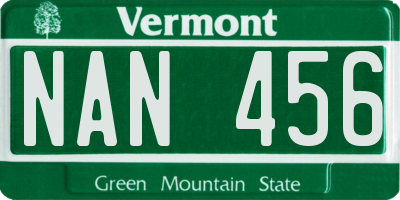 VT license plate NAN456