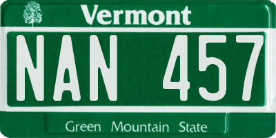VT license plate NAN457