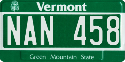 VT license plate NAN458