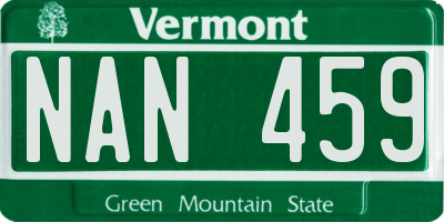 VT license plate NAN459