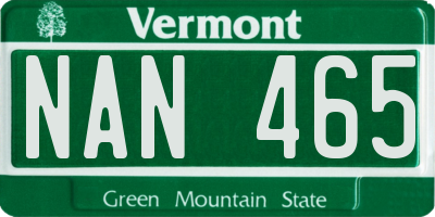 VT license plate NAN465