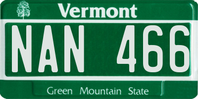 VT license plate NAN466