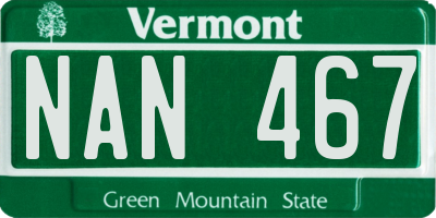 VT license plate NAN467