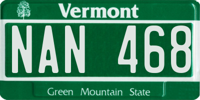 VT license plate NAN468