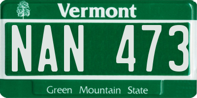VT license plate NAN473