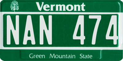 VT license plate NAN474
