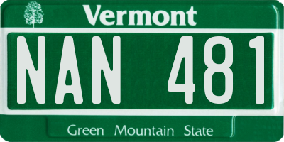 VT license plate NAN481