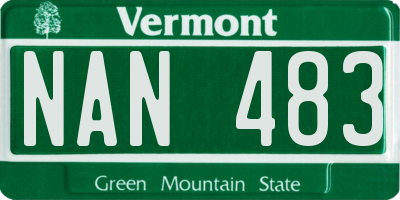 VT license plate NAN483