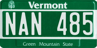 VT license plate NAN485