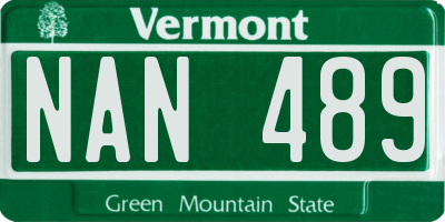 VT license plate NAN489