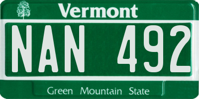 VT license plate NAN492