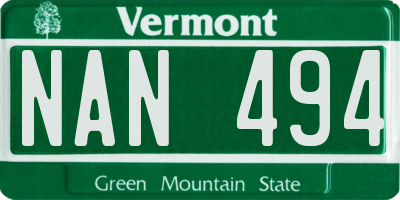 VT license plate NAN494