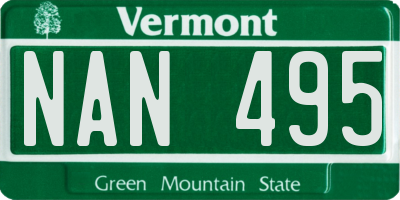 VT license plate NAN495