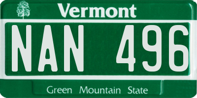 VT license plate NAN496