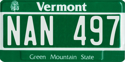 VT license plate NAN497