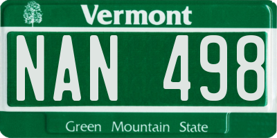 VT license plate NAN498