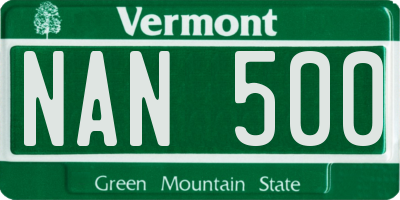 VT license plate NAN500