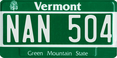 VT license plate NAN504