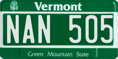 VT license plate NAN505