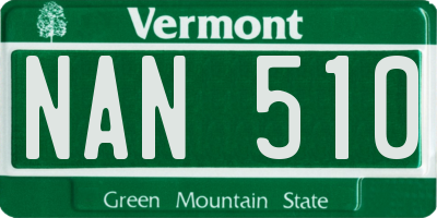 VT license plate NAN510