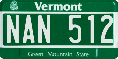 VT license plate NAN512