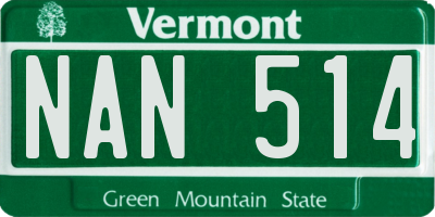 VT license plate NAN514