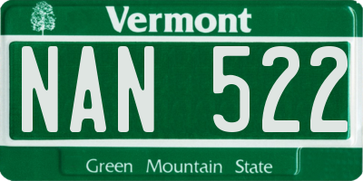 VT license plate NAN522