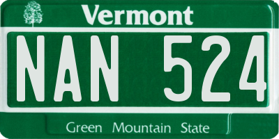 VT license plate NAN524
