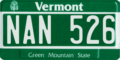 VT license plate NAN526