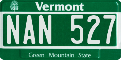 VT license plate NAN527