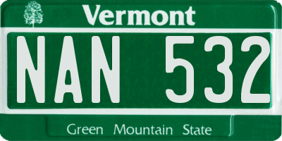 VT license plate NAN532