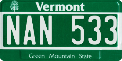 VT license plate NAN533