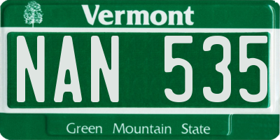 VT license plate NAN535