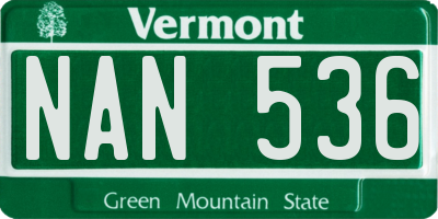 VT license plate NAN536