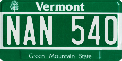VT license plate NAN540