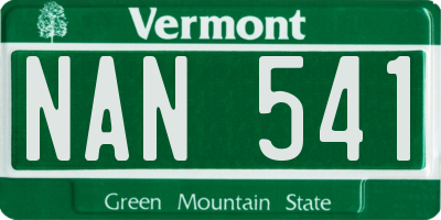 VT license plate NAN541