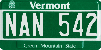 VT license plate NAN542
