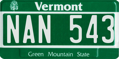VT license plate NAN543
