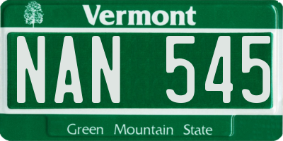 VT license plate NAN545